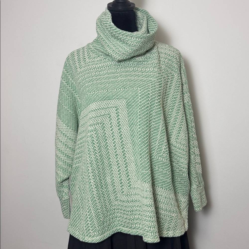 Elegant Italian Ave Cesar Woven Knit Green Women's Turtleneck Sweater Size M
